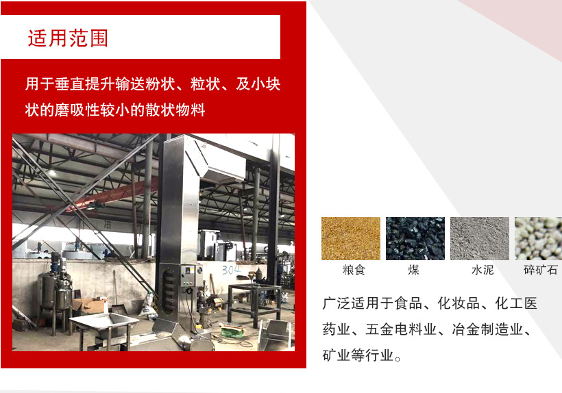 Z型鬥式提升機範圍